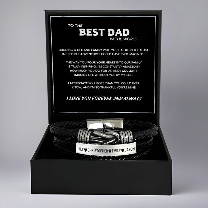 Forever Linked, Personalised Family Names Dad Bracelet