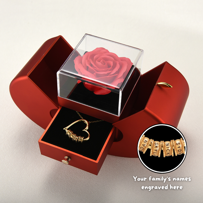 Heart of Our Family – Personalised Necklace with Luxury Forever Rose Box