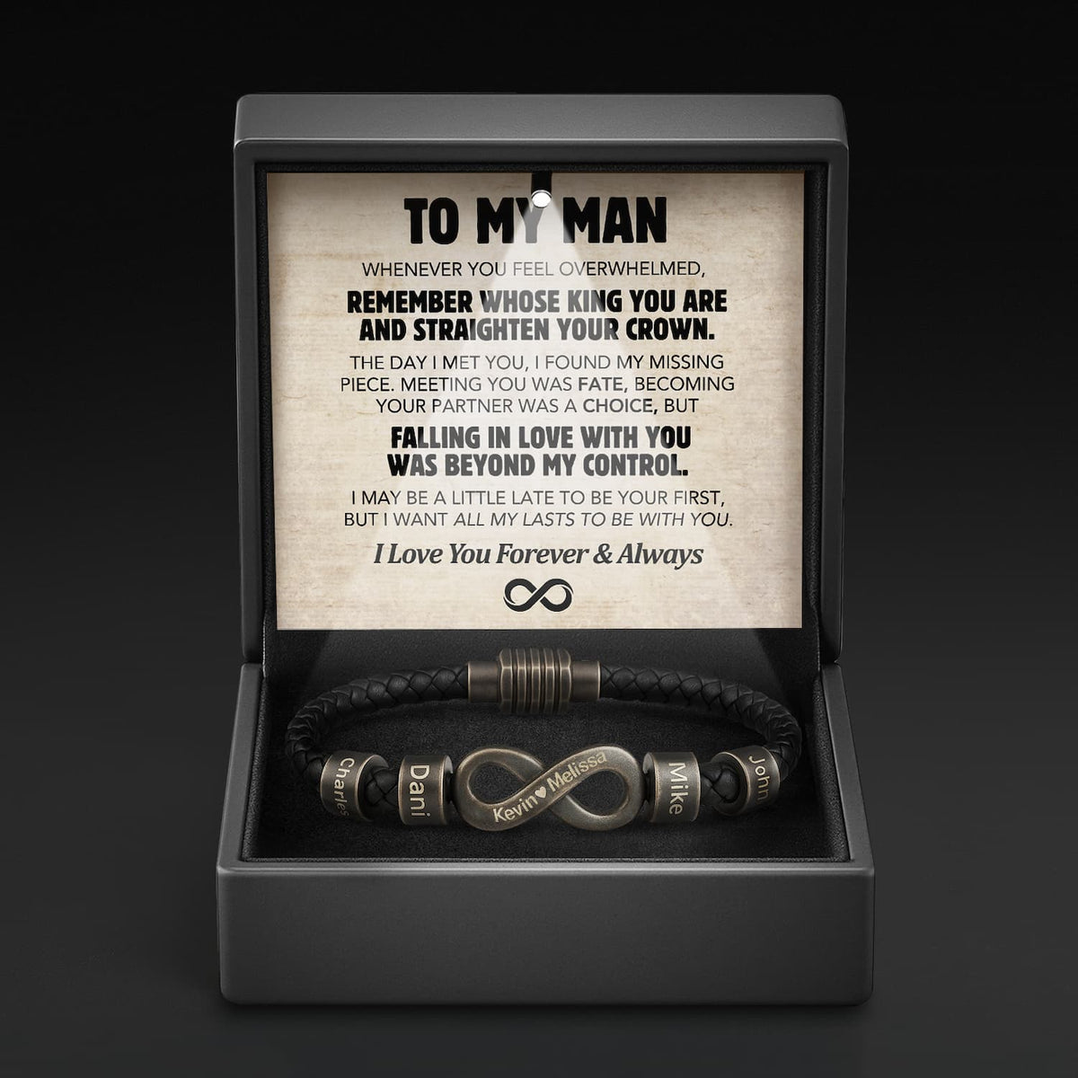 Infinity Name Bracelet - For the Man Who Holds Us Together