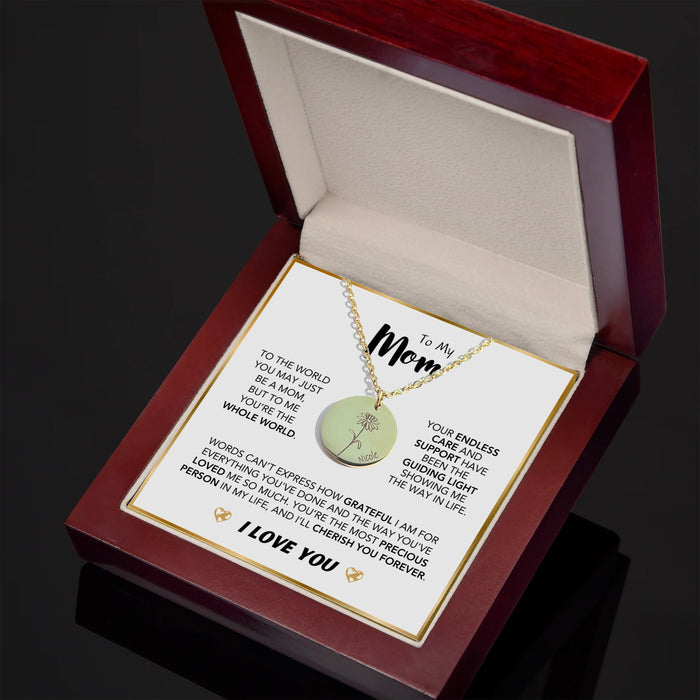 "To Mom" Personalised Birth Flower Necklace w/ Luxury LED Box